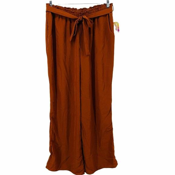 Paisley Raye Hydrangea Pant Burnt Orange Elastic Waist Pants Womens 1X - Picture 2 of 7